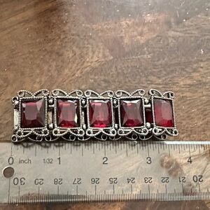 Elegant Silver and Red Gemstone Bracelet